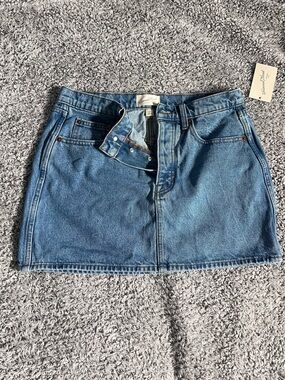 Universal Thread Light Blue Denim Skirt with Contrast Stitching
